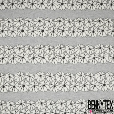 Néoprène Viscose Polyester Gris Chiné Fleur Tropicale Dévorée