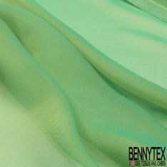 Mousseline de Soie Changeante Jaune Pastel Vert Emeraude