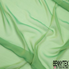 Mousseline de Soie Changeante Jaune Pastel Vert Emeraude