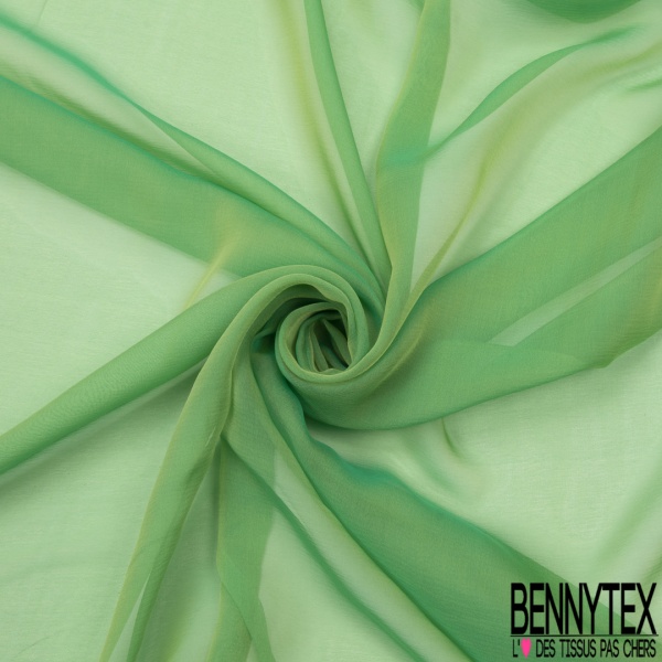 Mousseline de Soie Changeante Jaune Pastel Vert Emeraude