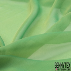 Mousseline de Soie Changeante Jaune Pastel Vert Emeraude