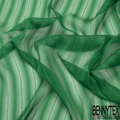 Mousseline de Soie Rayure Verticale la Parisienne Vert smaragdin