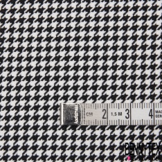 Coupon 3m Polyester Imprimé Pied de Puce Blanc Cassé et Noir