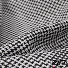 Coupon 3m Polyester Imprimé Pied de Puce Blanc Cassé et Noir