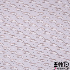 Jersey Coton Elasthanne Imprimé Baleine Fantaisie fond Lin chiné