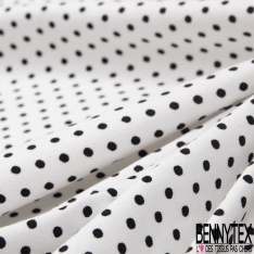 Jersey Coton Elasthanne Imprimé Dots Noir fond Blanc