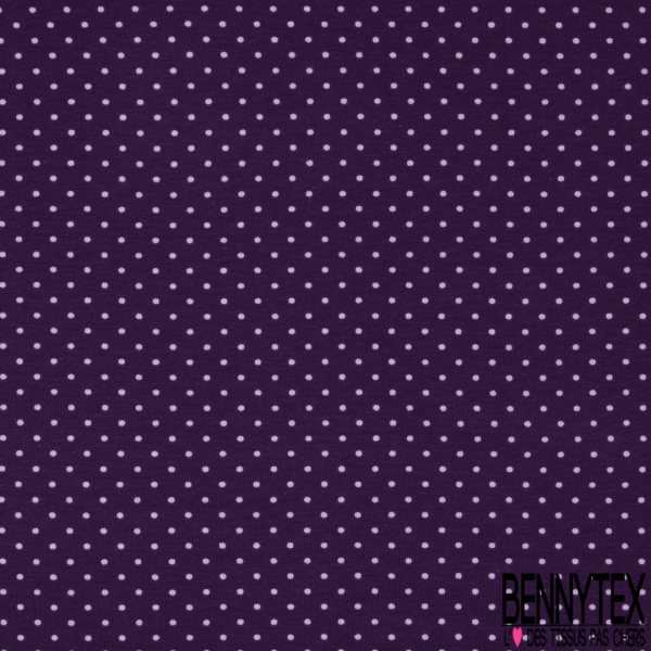 Jersey Coton Elasthanne Imprimé Dots Parme fond Violet