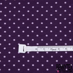 Jersey Coton Elasthanne Imprimé Dots Parme fond Violet