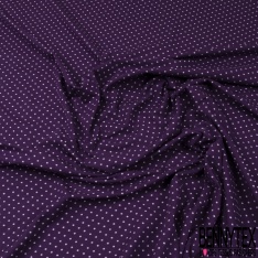 Jersey Coton Elasthanne Imprimé Dots Parme fond Violet