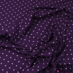 Jersey Coton Elasthanne Imprimé Petite Etoile Parme fond Violet
