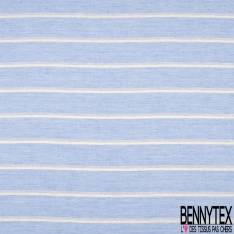 Gaze de Coton Rayée Verticale Bleu Blanc Lurex Or Vielli