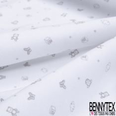 Jersey Coton Interlock Imprimé Baby Shower fond Blanc