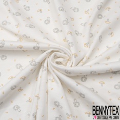 Jersey Coton Interlock Imprimé Fine Rayure Horizontale Rose d'Orchidée Blanc Discret