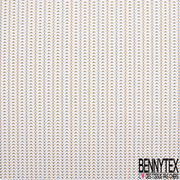 Coton imprimé Petit Pois Doré fond Blanc Discret