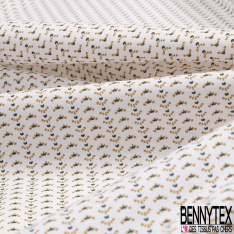 Coton imprimé Petit Pois Doré fond Blanc Discret
