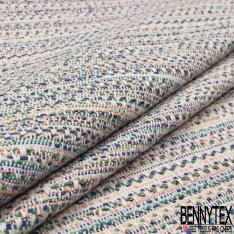 Brocart Tissé Teint Berlingot Noir Ecru Vert Tropical Aspen d'Or Mer Turque Magenta