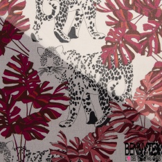 Mousseline Voile Polyester imprimé Floral Cachemire Rétro Multicolore fond Blanc Discret