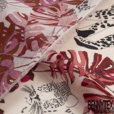 Mousseline Voile Polyester imprimé Floral Cachemire Rétro Multicolore fond Blanc Discret