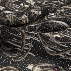Mousseline Voile Polyester imprimé Fleur Tropicale fond Mer du Nord