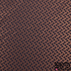 Brocart Fin Souple motif Baroque Rococo Indigo Rayure Fine Horizontale Rouge Mandarin fond Bronze