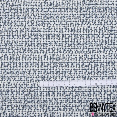 Popeline Coton Elasthanne imprimé Petit Triangle Bleu fond Blanc Texturé