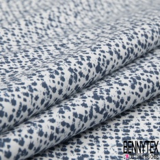 Popeline Coton Elasthanne imprimé Petit Triangle Bleu fond Blanc Texturé