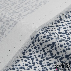 Popeline Coton Elasthanne imprimé Petit Triangle Bleu fond Blanc Texturé