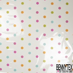 Toile Cirée Transparente Cristal à Pois Multicolore 0.10MM