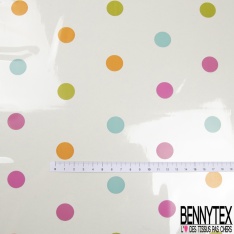 Toile Cirée Transparente Cristal à Pois Multicolore 0.10MM