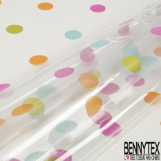 Toile Cirée Transparente Cristal à Pois Multicolore 0.10MM
