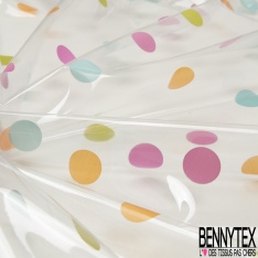 Toile Cirée Transparente Cristal à Pois Multicolore 0.10MM