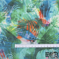 Voile de Coton imprimé tropical multicolore