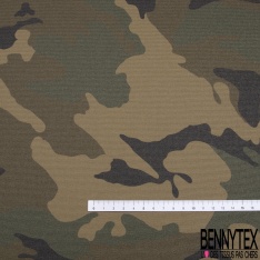Toile PVC Imperméable Semi rigide imprimé militaire ton kaki
