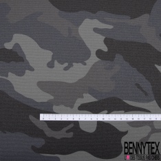 Toile PVC Imperméable Semi rigide imprimé militaire ton gris