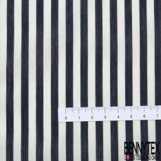Coton Polyamide Elasthanne imprimé Grand Carreau Vichy Noir Blanc petite laize