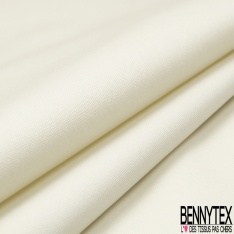 Coupon 3m Gabardine Coton Elasthanne Grainée Uni Blanc Hivernal