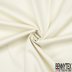 Coupon 3m Gabardine Coton Elasthanne Grainée Uni Blanc Hivernal