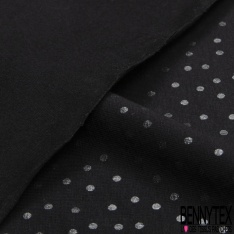 Jersey Coton Elasthanne motif Vermicelle Noir fond Blanc Eclatant