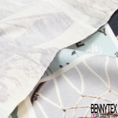 Jersey Coton Elasthanne motif pêle-mêle de photo thème Australie Fond blanc