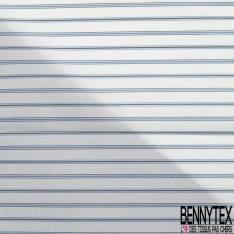 Doublure Bemberg imprimé rayures horizontales chicorées, blanches et ocre Fond blanc discret