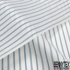 Doublure Bemberg imprimé rayures horizontales chicorées, blanches et ocre Fond blanc discret
