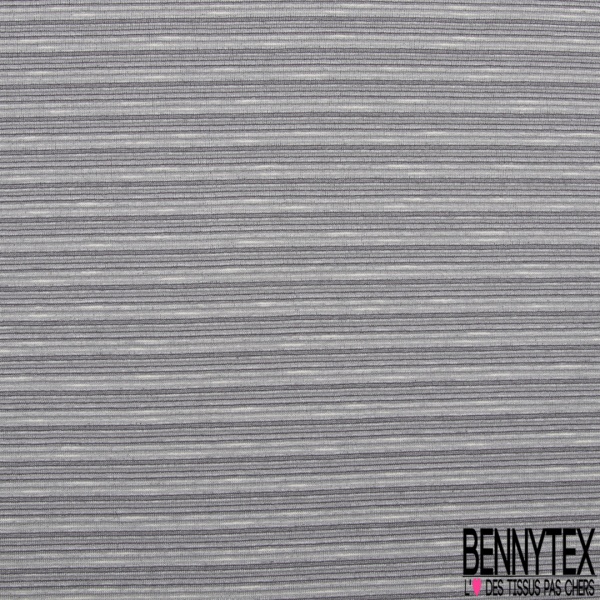 Jersey Viscose imprimé rayures horizontales camaïeu de gris