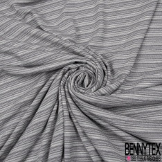 Jersey Viscose imprimé rayures horizontales camaïeu de gris