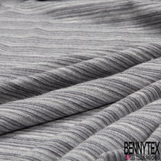 Jersey Viscose imprimé rayures horizontales camaïeu de gris