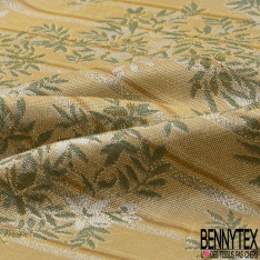 Fibranne Jacquard Polyester Tissé Teint motif Rayure Horizontale Mandarine Navajo Branche de Laurier Lin