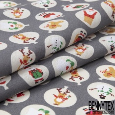 Coton de Noël imprimé boule de Noël fantaisie fond souris