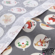 Coton de Noël imprimé boule de Noël fantaisie fond souris