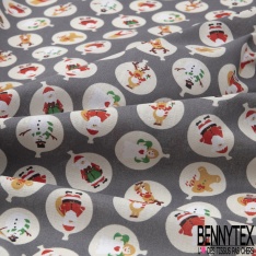 Coton de Noël imprimé boule de Noël fantaisie fond souris
