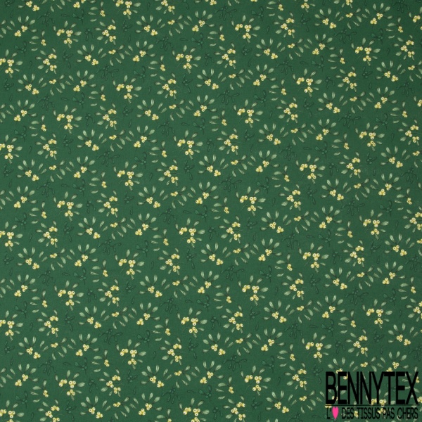 Coton de Noël imprimé gui fond vert