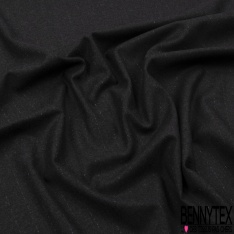 Coupon 3m drap de laine élasthanne ébène fine rayure verticale lurex argent noir